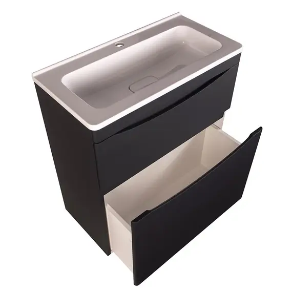 ТУМБА НАПОЛЬНАЯ STYLE LINE "БЕРГАМО МИНИ 70" (2 ЯЩ.) ЛЮКС АНТИСКРЕЙТЧ ЧЕРНЫЙ, PLUS