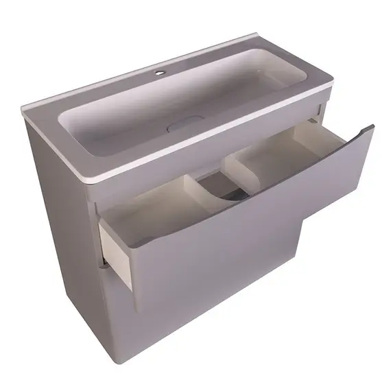 ТУМБА НАПОЛЬНАЯ STYLE LINE "БЕРГАМО МИНИ 90" (2 ЯЩ.) ЛЮКС АНТИСКРЕЙТЧ СЕРЫЙ, PLUS