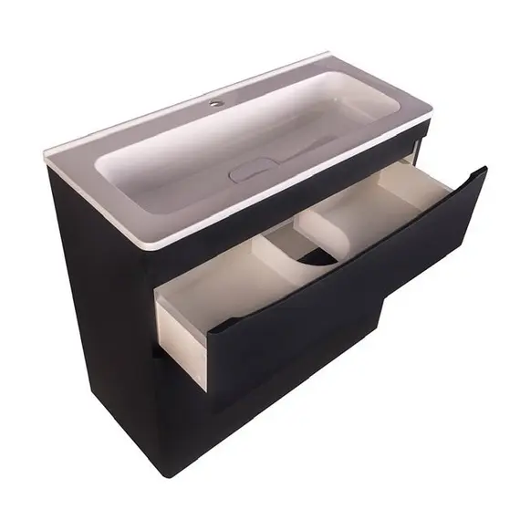 ТУМБА НАПОЛЬНАЯ STYLE LINE "БЕРГАМО МИНИ 90" (2 ЯЩ.) ЛЮКС АНТИСКРЕЙТЧ ЧЕРНЫЙ, PLUS