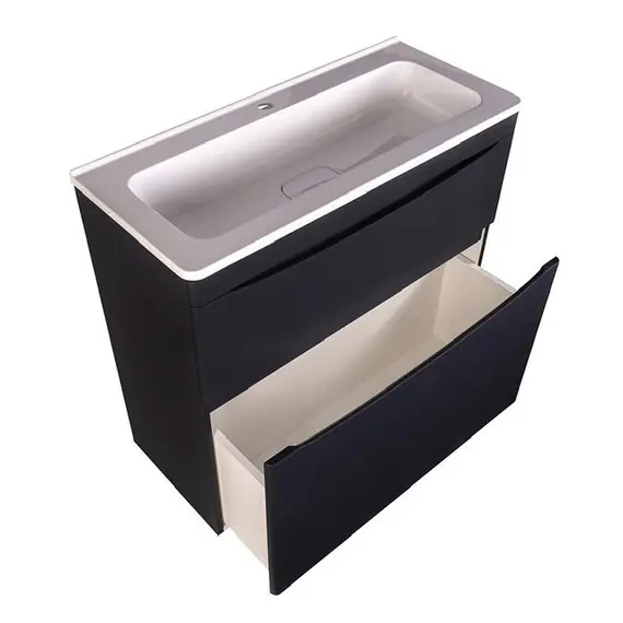 ТУМБА НАПОЛЬНАЯ STYLE LINE "БЕРГАМО МИНИ 90" (2 ЯЩ.) ЛЮКС АНТИСКРЕЙТЧ ЧЕРНЫЙ, PLUS