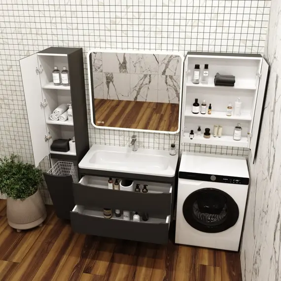 ПОДВЕСНОЙ ШКАФ STYLE LINE "БЕРГАМО МИНИ 600" ЛЮКС АНТИСКРЕЙТЧ ЧЕРНЫЙ, PLUS