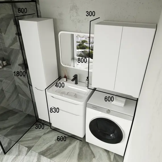 ТУМБА НАПОЛЬНАЯ STYLE LINE "МАРЕЛЛА 60", 2 ЯЩИКА, ЛЮКС АНТИСКРЕЙТЧ БЕЛЫЙ МАТОВЫЙ, PLUS