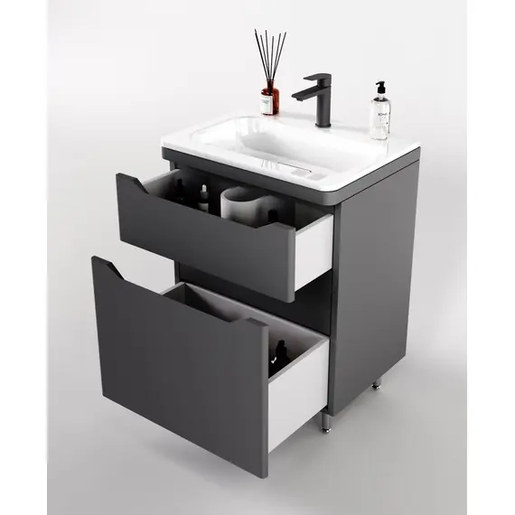 ТУМБА НАПОЛЬНАЯ STYLE LINE "МАРЕЛЛА 70", 2 ЯЩИКА, ЛЮКС АНТИСКРЕЙТЧ СЕРЫЙ, PLUS