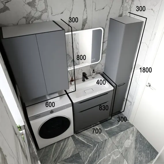 ТУМБА НАПОЛЬНАЯ STYLE LINE "МАРЕЛЛА 70", 2 ЯЩИКА, ЛЮКС АНТИСКРЕЙТЧ СЕРЫЙ, PLUS