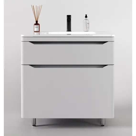 ТУМБА НАПОЛЬНАЯ STYLE LINE "МАРЕЛЛА 80", 2 ЯЩИКА, ЛЮКС АНТИСКРЕЙТЧ БЕЛЫЙ МАТОВЫЙ, PLUS