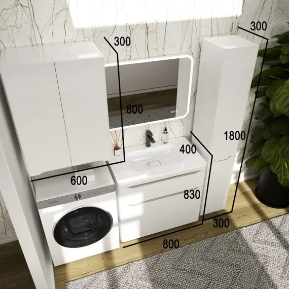 ТУМБА НАПОЛЬНАЯ STYLE LINE "МАРЕЛЛА 80", 2 ЯЩИКА, ЛЮКС АНТИСКРЕЙТЧ БЕЛЫЙ МАТОВЫЙ, PLUS