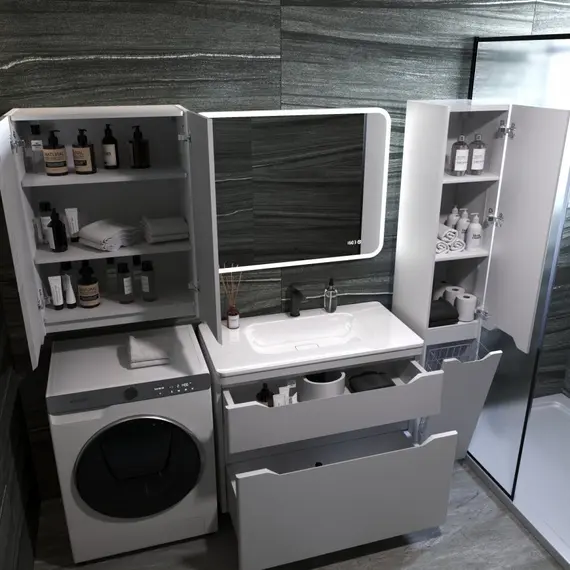 ТУМБА НАПОЛЬНАЯ STYLE LINE "МАРЕЛЛА 90", 2 ЯЩИКА, ЛЮКС АНТИСКРЕЙТЧ БЕЛЫЙ МАТОВЫЙ, PLUS