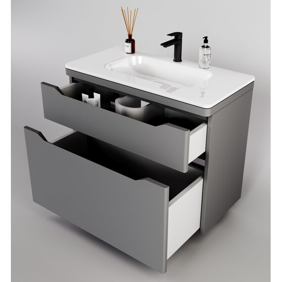 ТУМБА НАПОЛЬНАЯ STYLE LINE "МАРЕЛЛА 90", 2 ЯЩИКА, ЛЮКС АНТИСКРЕЙТЧ СЕРЫЙ, PLUS