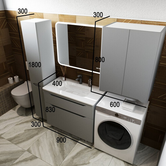 ТУМБА НАПОЛЬНАЯ STYLE LINE "МАРЕЛЛА 90", 2 ЯЩИКА, ЛЮКС АНТИСКРЕЙТЧ СЕРЫЙ, PLUS