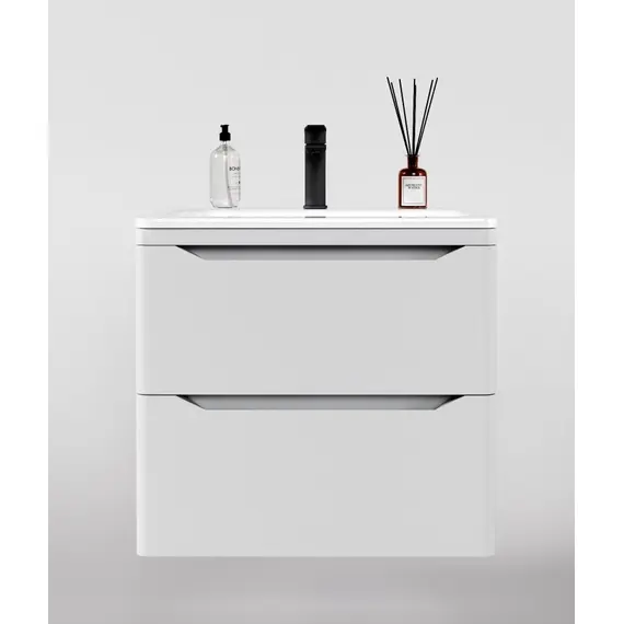 ТУМБА ПОДВЕСНАЯ STYLE LINE "МАРЕЛЛА 60", 2 ЯЩИКА, ЛЮКС АНТИСКРЕЙТЧ БЕЛЫЙ МАТОВЫЙ, PLUS