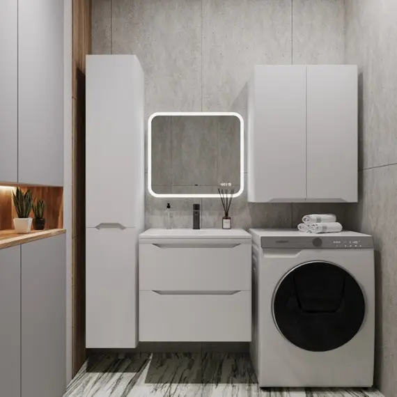 ТУМБА ПОДВЕСНАЯ STYLE LINE "МАРЕЛЛА 60", 2 ЯЩИКА, ЛЮКС АНТИСКРЕЙТЧ БЕЛЫЙ МАТОВЫЙ, PLUS