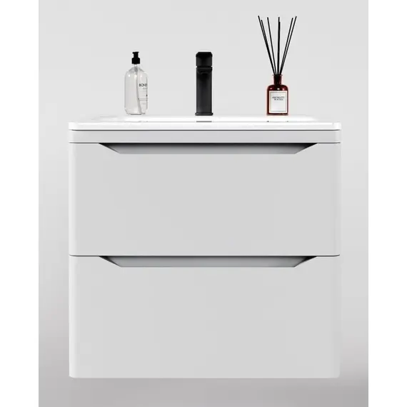 ТУМБА ПОДВЕСНАЯ STYLE LINE "МАРЕЛЛА 70", 2 ЯЩИКА, ЛЮКС АНТИСКРЕЙТЧ БЕЛЫЙ МАТОВЫЙ, PLUS