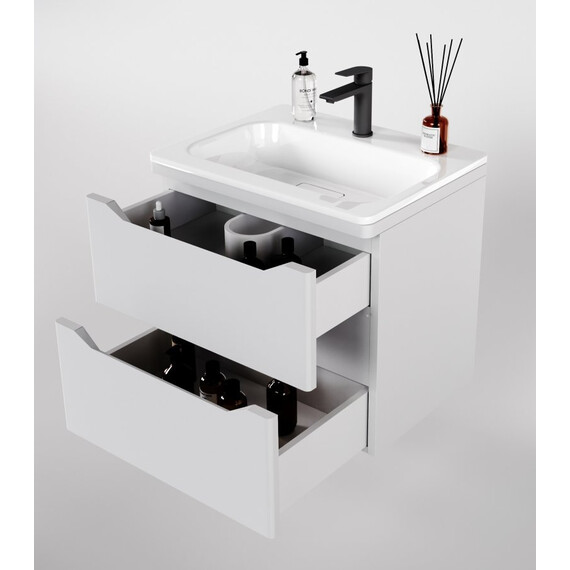 ТУМБА ПОДВЕСНАЯ STYLE LINE "МАРЕЛЛА 70", 2 ЯЩИКА, ЛЮКС АНТИСКРЕЙТЧ БЕЛЫЙ МАТОВЫЙ, PLUS