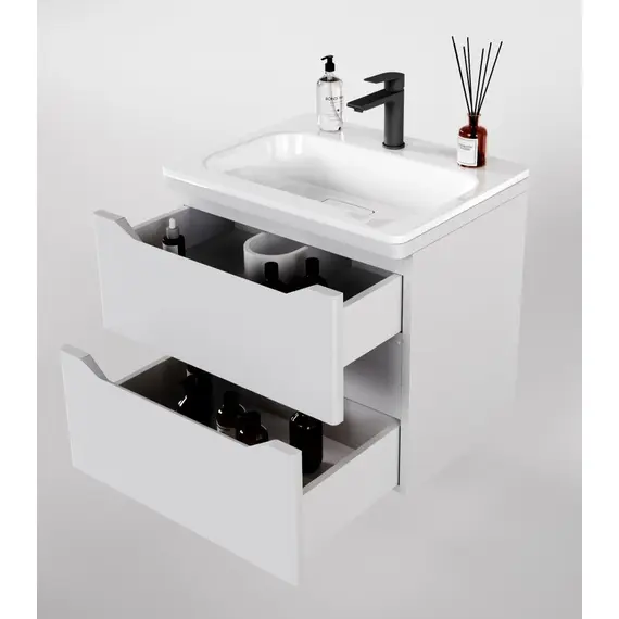 ТУМБА ПОДВЕСНАЯ STYLE LINE "МАРЕЛЛА 70", 2 ЯЩИКА, ЛЮКС АНТИСКРЕЙТЧ БЕЛЫЙ МАТОВЫЙ, PLUS