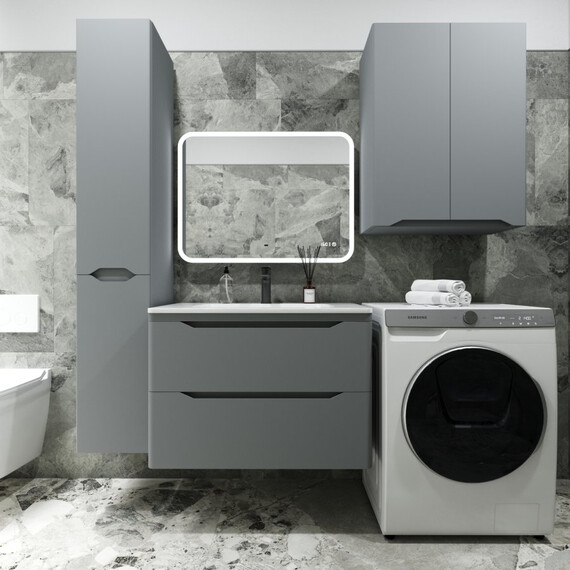 ТУМБА ПОДВЕСНАЯ STYLE LINE "МАРЕЛЛА 80", 2 ЯЩИКА, ЛЮКС АНТИСКРЕЙТЧ СЕРЫЙ, PLUS