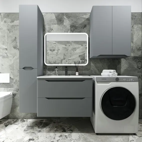 ТУМБА ПОДВЕСНАЯ STYLE LINE "МАРЕЛЛА 80", 2 ЯЩИКА, ЛЮКС АНТИСКРЕЙТЧ СЕРЫЙ, PLUS