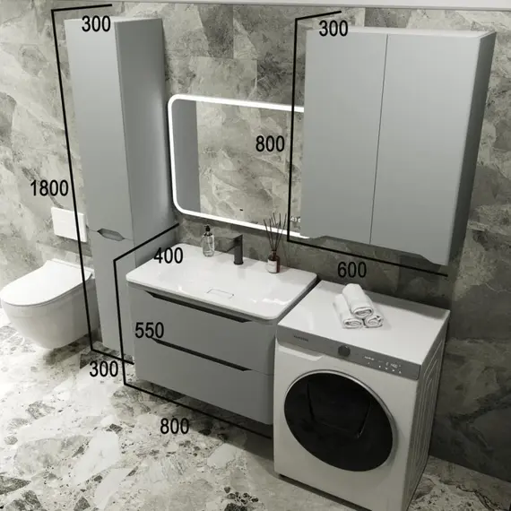 ТУМБА ПОДВЕСНАЯ STYLE LINE "МАРЕЛЛА 80", 2 ЯЩИКА, ЛЮКС АНТИСКРЕЙТЧ СЕРЫЙ, PLUS