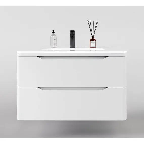 ТУМБА ПОДВЕСНАЯ STYLE LINE "МАРЕЛЛА 90", 2 ЯЩИКА, ЛЮКС АНТИСКРЕЙТЧ БЕЛЫЙ МАТОВЫЙ, PLUS