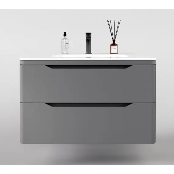 ТУМБА ПОДВЕСНАЯ STYLE LINE "МАРЕЛЛА 90", 2 ЯЩИКА, ЛЮКС АНТИСКРЕЙТЧ СЕРЫЙ, PLUS