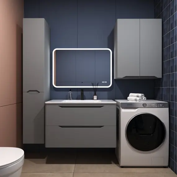 ТУМБА ПОДВЕСНАЯ STYLE LINE "МАРЕЛЛА 90", 2 ЯЩИКА, ЛЮКС АНТИСКРЕЙТЧ СЕРЫЙ, PLUS