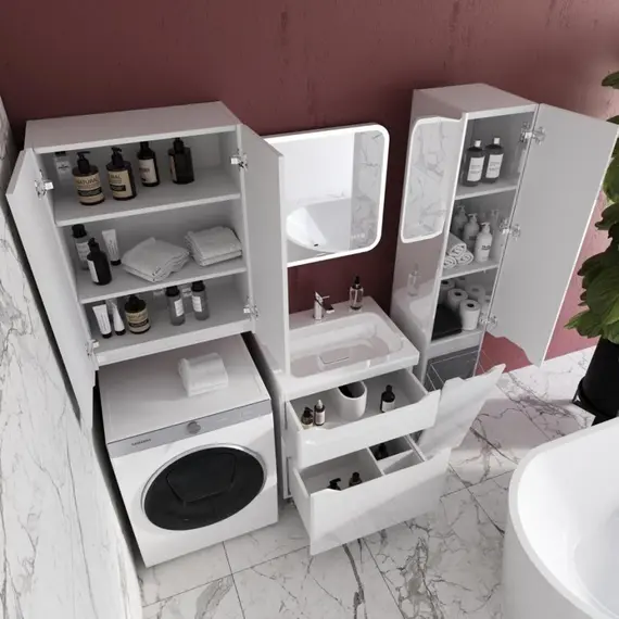 ТУМБА НАПОЛЬНАЯ STYLE LINE "МАРЕЛЛА 60", 2 ЯЩИКА, ЛЮКС АНТИСКРЕЙТЧ БЕЛЫЙ ГЛЯНЕЦ, PLUS