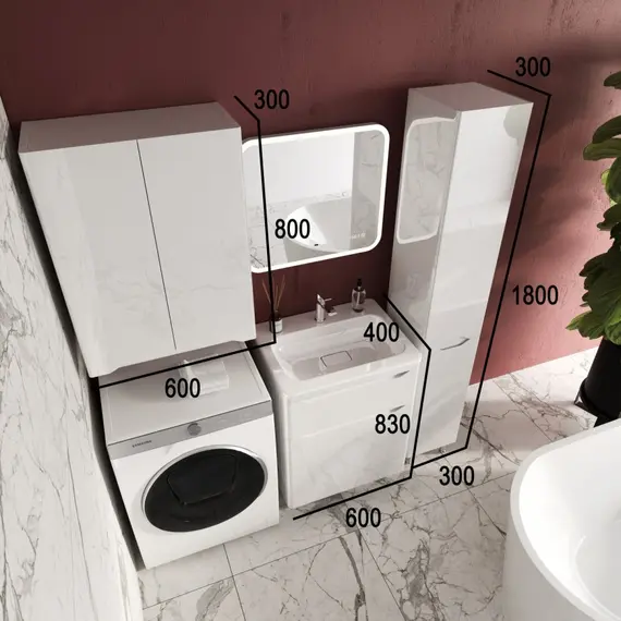 ТУМБА НАПОЛЬНАЯ STYLE LINE "МАРЕЛЛА 60", 2 ЯЩИКА, ЛЮКС АНТИСКРЕЙТЧ БЕЛЫЙ ГЛЯНЕЦ, PLUS