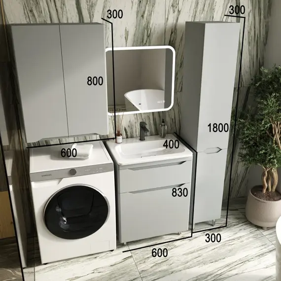 ТУМБА НАПОЛЬНАЯ STYLE LINE "МАРЕЛЛА 60", 2 ЯЩИКА, ЛЮКС АНТИСКРЕЙТЧ СЕРЫЙ, PLUS