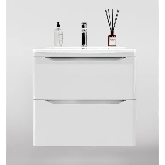 ТУМБА ПОДВЕСНАЯ STYLE LINE "МАРЕЛЛА 60", 2 ЯЩИКА, ЛЮКС АНТИСКРЕЙТЧ БЕЛЫЙ ГЛЯНЕЦ, PLUS