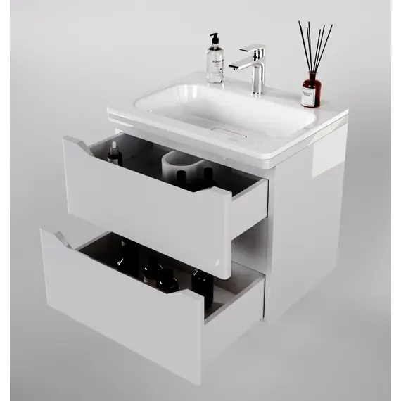 ТУМБА ПОДВЕСНАЯ STYLE LINE "МАРЕЛЛА 60", 2 ЯЩИКА, ЛЮКС АНТИСКРЕЙТЧ БЕЛЫЙ ГЛЯНЕЦ, PLUS