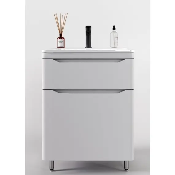 ТУМБА НАПОЛЬНАЯ STYLE LINE "МАРЕЛЛА 70", 2 ЯЩИКА, ЛЮКС АНТИСКРЕЙТЧ БЕЛЫЙ МАТОВЫЙ, PLUS