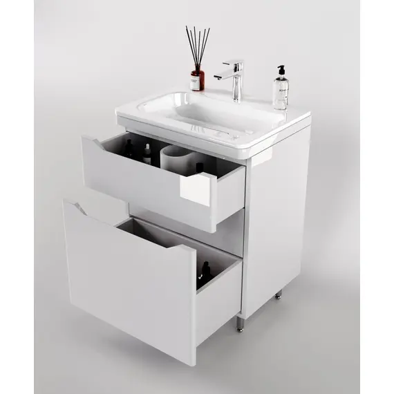 ТУМБА НАПОЛЬНАЯ STYLE LINE "МАРЕЛЛА 70", 2 ЯЩИКА, ЛЮКС АНТИСКРЕЙТЧ БЕЛЫЙ ГЛЯНЕЦ, PLUS