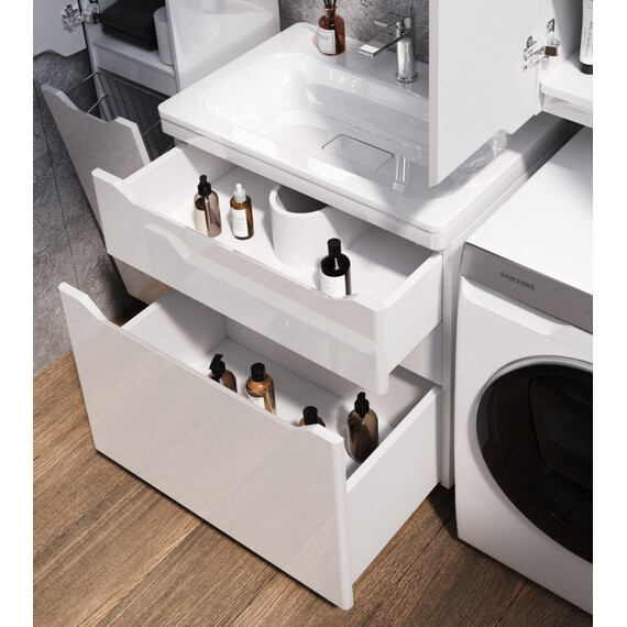 ТУМБА НАПОЛЬНАЯ STYLE LINE "МАРЕЛЛА 70", 2 ЯЩИКА, ЛЮКС АНТИСКРЕЙТЧ БЕЛЫЙ ГЛЯНЕЦ, PLUS