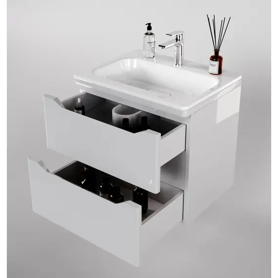 ТУМБА ПОДВЕСНАЯ STYLE LINE "МАРЕЛЛА 70", 2 ЯЩИКА, ЛЮКС АНТИСКРЕЙТЧ БЕЛЫЙ ГЛЯНЕЦ, PLUS