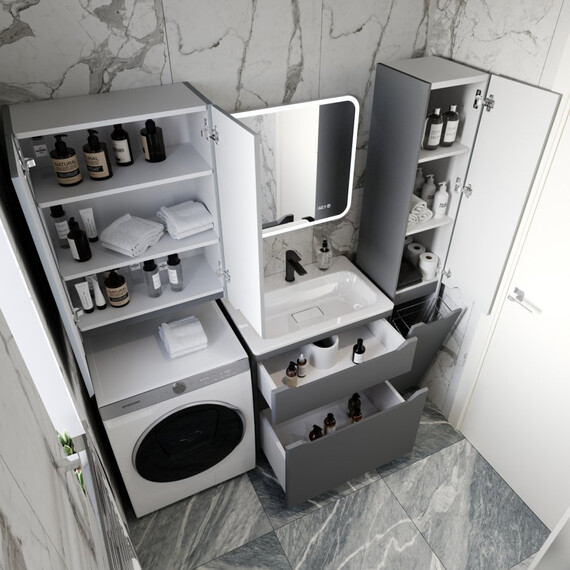 ПОДВЕСНОЙ ШКАФ STYLE LINE "МАРЕЛЛА МИНИ 600" ЛЮКС АНТИСКРЕЙТЧ СЕРЫЙ, PLUS