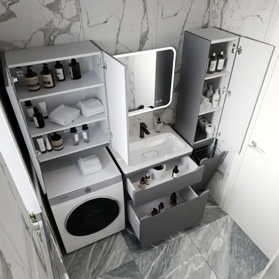 ПОДВЕСНОЙ ШКАФ STYLE LINE "МАРЕЛЛА МИНИ 600" ЛЮКС АНТИСКРЕЙТЧ СЕРЫЙ, PLUS