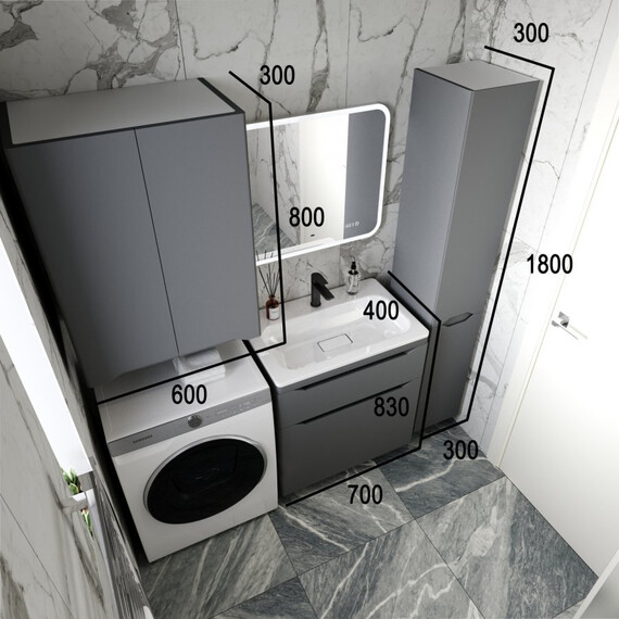 ПОДВЕСНОЙ ШКАФ STYLE LINE "МАРЕЛЛА МИНИ 600" ЛЮКС АНТИСКРЕЙТЧ СЕРЫЙ, PLUS