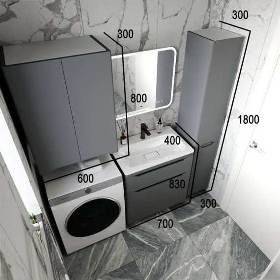 ПОДВЕСНОЙ ШКАФ STYLE LINE "МАРЕЛЛА МИНИ 600" ЛЮКС АНТИСКРЕЙТЧ СЕРЫЙ, PLUS