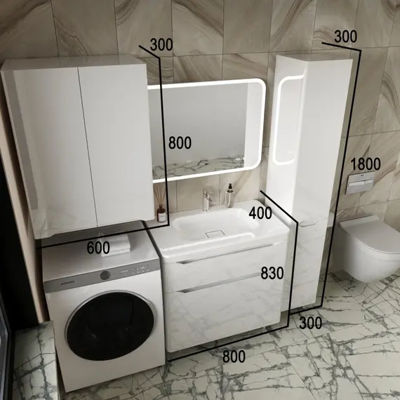 ТУМБА НАПОЛЬНАЯ STYLE LINE "МАРЕЛЛА 80", 2 ЯЩИКА, ЛЮКС АНТИСКРЕЙТЧ БЕЛЫЙ ГЛЯНЕЦ, PLUS