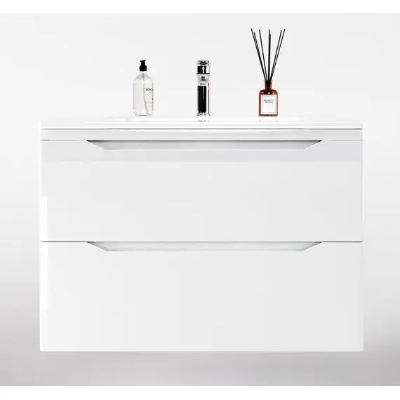 ТУМБА ПОДВЕСНАЯ STYLE LINE "МАРЕЛЛА 80", 2 ЯЩИКА, ЛЮКС АНТИСКРЕЙТЧ БЕЛЫЙ ГЛЯНЕЦ, PLUS