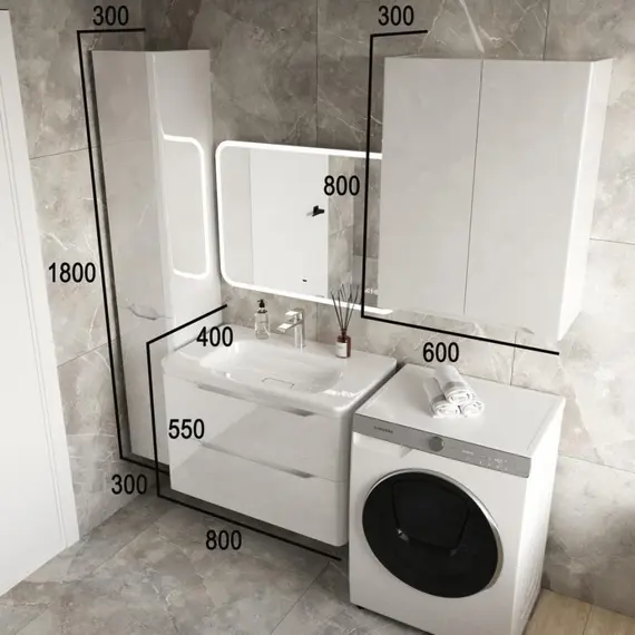 ТУМБА ПОДВЕСНАЯ STYLE LINE "МАРЕЛЛА 80", 2 ЯЩИКА, ЛЮКС АНТИСКРЕЙТЧ БЕЛЫЙ ГЛЯНЕЦ, PLUS