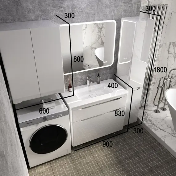 ТУМБА НАПОЛЬНАЯ STYLE LINE "МАРЕЛЛА 90", 2 ЯЩИКА, ЛЮКС АНТИСКРЕЙТЧ БЕЛЫЙ ГЛЯНЕЦ, PLUS