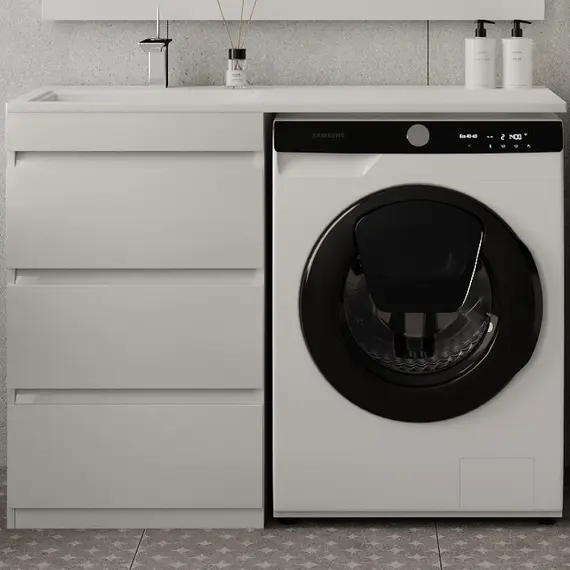 ТУМБА НАПОЛЬНАЯ STYLE LINE "ДАЛЛАС 110", 3 ЯЩИКА, ЛЮКС БЕЛАЯ, PLUS