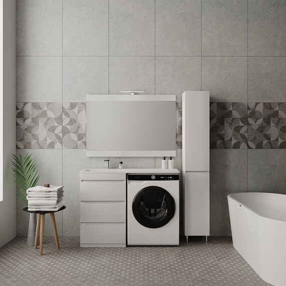 ТУМБА НАПОЛЬНАЯ STYLE LINE "ДАЛЛАС 110", 3 ЯЩИКА, ЛЮКС БЕЛАЯ, PLUS