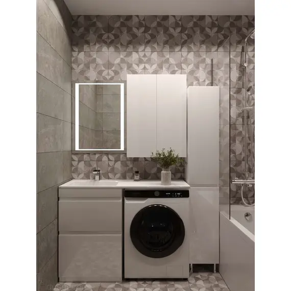 ТУМБА НАПОЛЬНАЯ STYLE LINE "ДАЙМОНД 120", 2 ЯЩИКА, ЛЮКС БЕЛАЯ, PLUS, GLASS