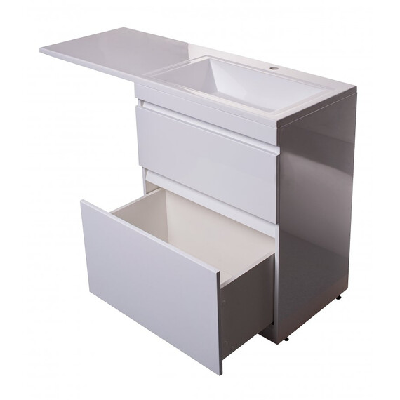 ТУМБА НАПОЛЬНАЯ STYLE LINE "ДАЛЛАС 130", 2 ЯЩИКА, ЛЮКС БЕЛАЯ, PLUS, ЭМАЛЬ