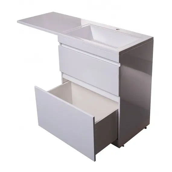 ТУМБА НАПОЛЬНАЯ STYLE LINE "ДАЛЛАС 130", 2 ЯЩИКА, ЛЮКС БЕЛАЯ, PLUS