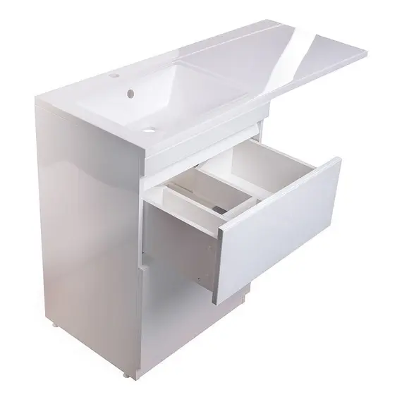 ТУМБА НАПОЛЬНАЯ STYLE LINE "ДАЙМОНД 120", 2 ЯЩИКА, ЛЮКС БЕЛАЯ, PLUS, GLASS