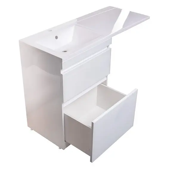 ТУМБА НАПОЛЬНАЯ STYLE LINE "ДАЙМОНД 120", 2 ЯЩИКА, ЛЮКС БЕЛАЯ, PLUS, GLASS