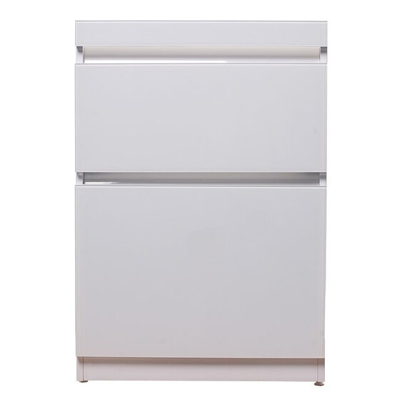 ТУМБА НАПОЛЬНАЯ STYLE LINE "ДАЙМОНД 120", 2 ЯЩИКА, ЛЮКС БЕЛАЯ, PLUS, GLASS