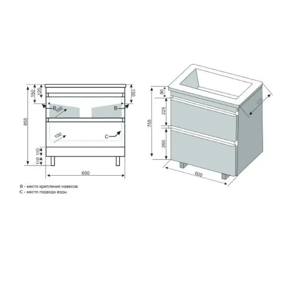 ТУМБА НАПОЛЬНАЯ STYLE LINE "АТЛАНТИКА 60", ЛЮКС СТАРОЕ ДЕРЕВО, PLUS